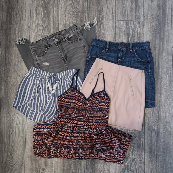 American Eagle Outfitters Dresses & Skirts - Dress Jeans Shorts Womens Bundle Lot XS/S Stripes Colorful Stretch Lightweight